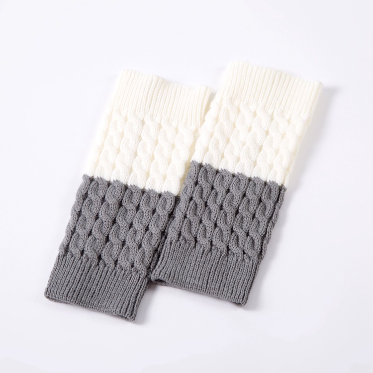 Women Patchwork Cable Knit Boot Cuffs Winter Long Leg Warmers Fashion Accessory
